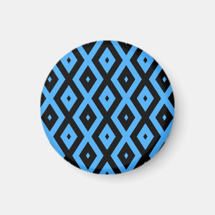 Sky blue and black diamond pattern magnet