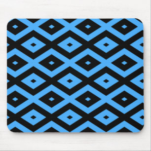 Sky blue and black diamond pattern mouse mat