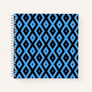 Sky blue and black diamond pattern notebook