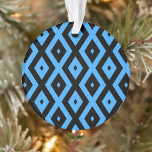 Sky blue and black diamond pattern ornament