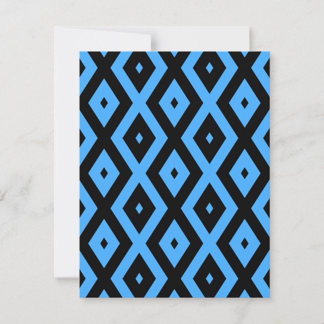 Sky blue and black diamond pattern RSVP card (Front)