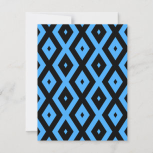Sky blue and black diamond pattern RSVP card