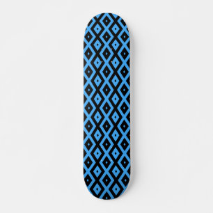 Sky blue and black diamond pattern skateboard