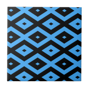 Sky blue and black diamond pattern tile