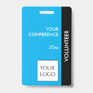 Sky Blue and Black Event Volunteer Logo Badge ID Badge