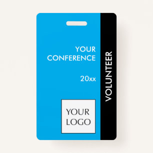 Sky Blue and Black Event Volunteer Logo Badge ID Badge