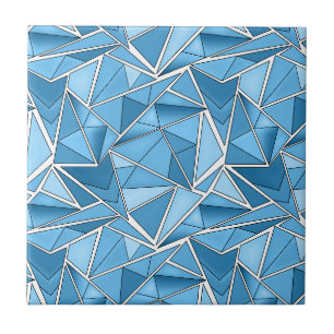 Sky blue and blue geometric shapes pattern modern tile