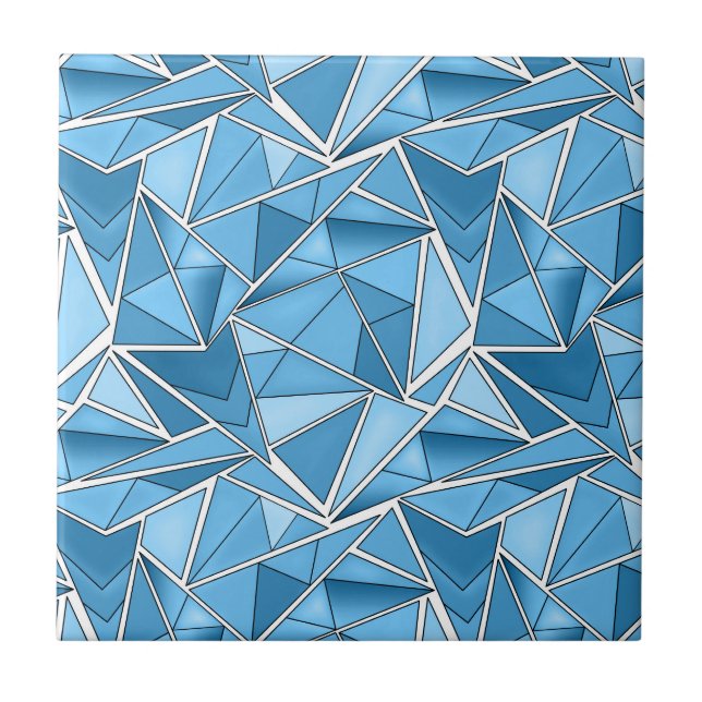 Sky blue and blue geometric shapes pattern modern  tile (Front)