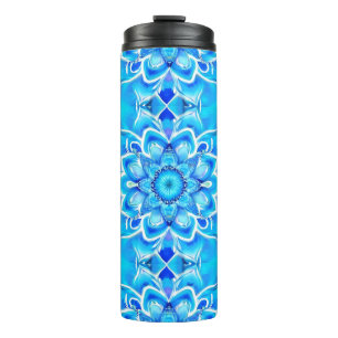 Sky Blue and Cobalt Batik Mandala Pattern Thermal Tumbler