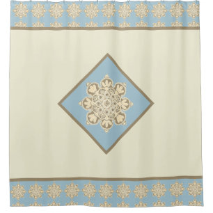 Sky Blue and cream Shower Curtain