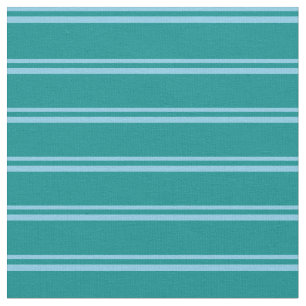 Sky Blue and Dark Cyan Coloured Stripes Fabric