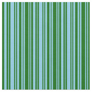 Sky Blue and Dark Green Stripes/Lines Pattern Fabric