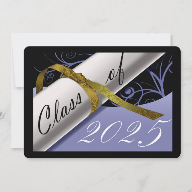 Sky Blue and Gold Graduation Announcement (Front)
