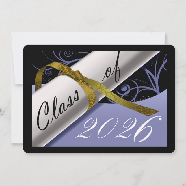 Sky Blue and Gold Graduation Announcement (Front)