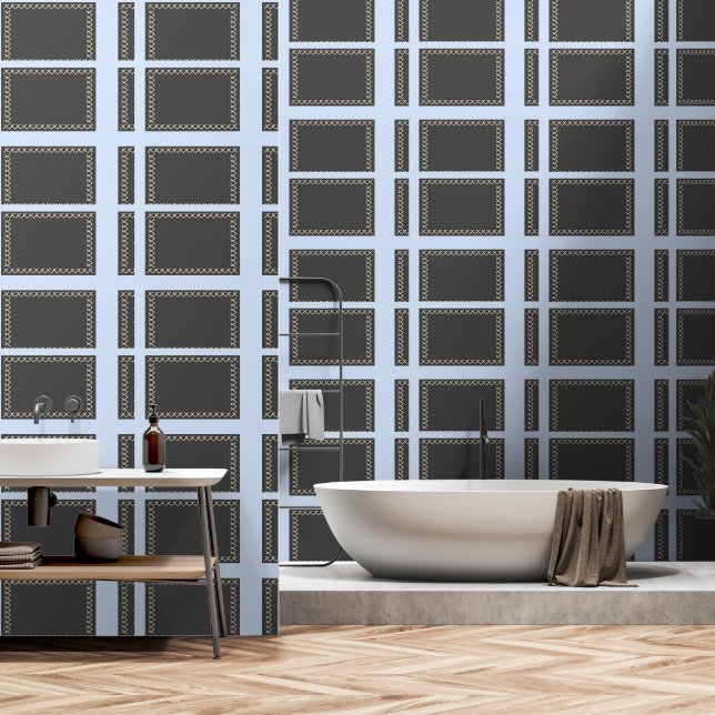 Sky Blue And Grey Geo  Wallpaper (Bathroom)