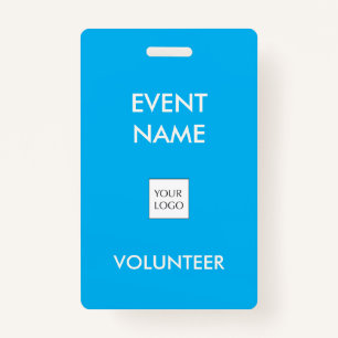 Sky Blue and Ivory Event Volunteer Logo ID Badge