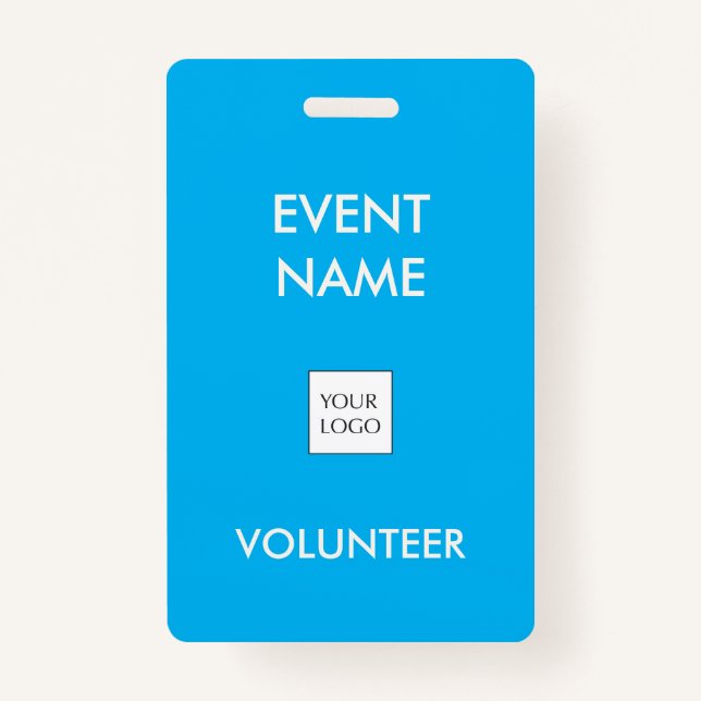 Sky Blue and Ivory Event Volunteer Logo ID Badge (Front)