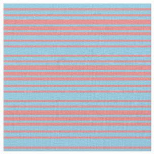 Sky Blue and Light Coral Coloured Lines Fabric