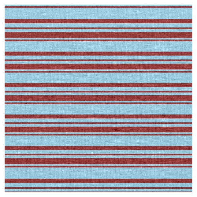 Sky Blue and Maroon Striped Pattern Fabric (Close Up)