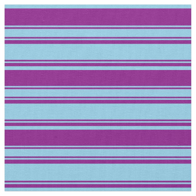 Sky Blue and Purple Coloured Lines Pattern Fabric (Close Up)