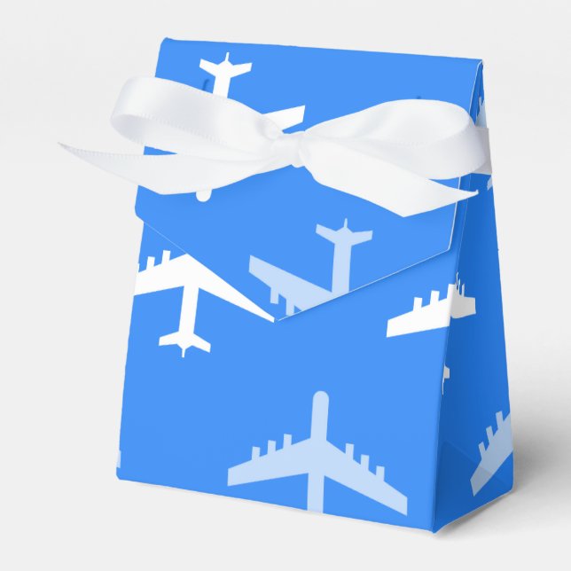Sky Blue and White Aeroplane; Plane Favour Box (Front Side)