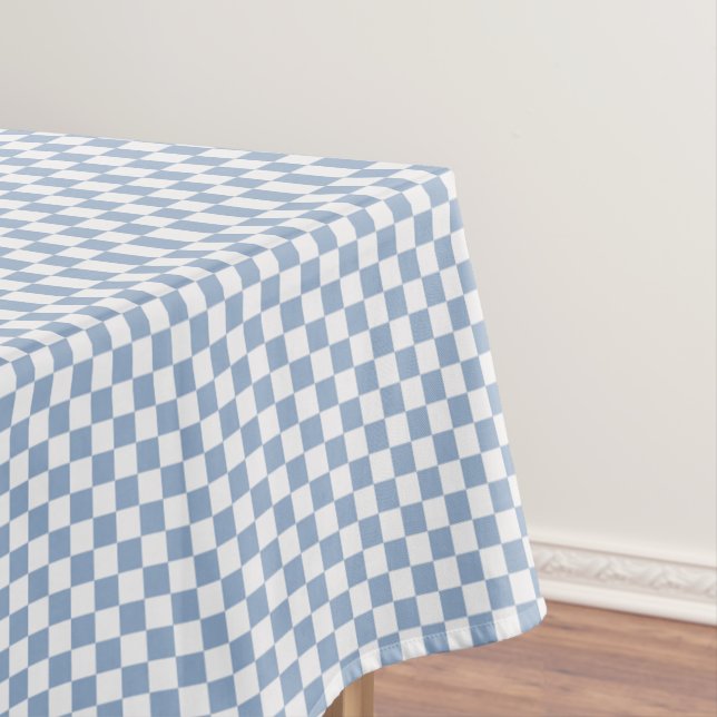 Sky Blue and White Chequered Tablecloth (In Situ)
