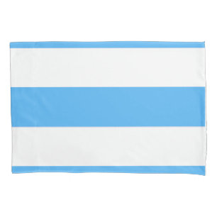 Sky Blue and White Horiontal Broad Stipes Pillowcase