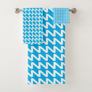 Sky Blue and white Modern Sharp Waves Bath Towel Set