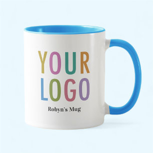 Sky Blue and White Mug Custom Company Logo Printed