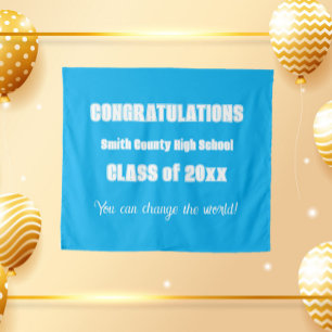 Sky Blue and White School Colours Graduation Tapestry