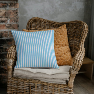 Sky Blue and White Striped Ocean Inspired  Cushion