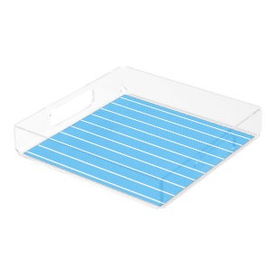Sky Blue and White Summer Stripes Acrylic Tray