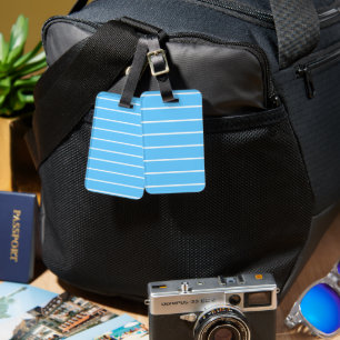 Sky Blue and White Summer Stripes Luggage Tag