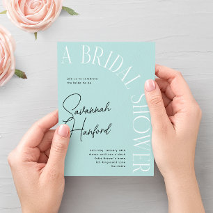 Sky Blue Arched Text Modern Simple Bridal Shower Invitation