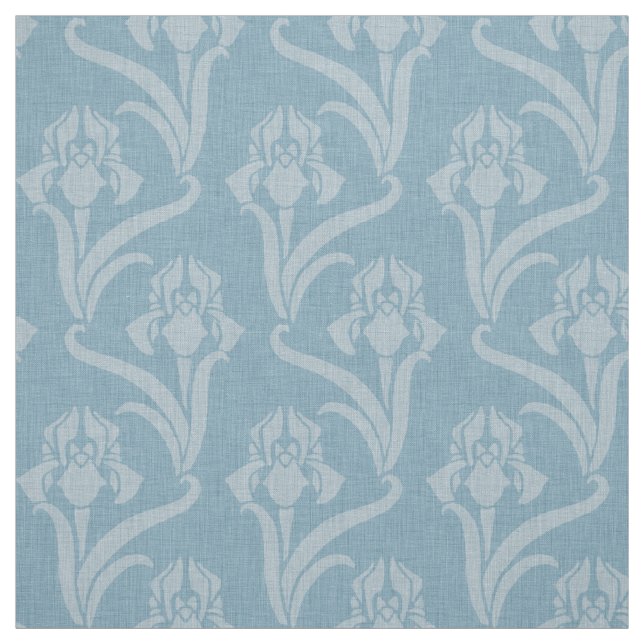 Sky Blue Art Nouveau Iris Fabric (Swatch)