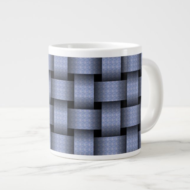 Sky Blue Basket Weave Large Coffee Mug (Front Right)