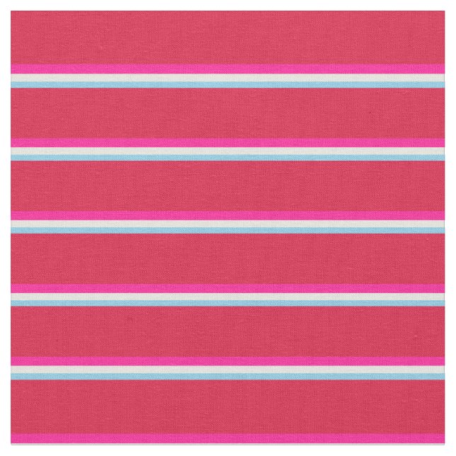 Sky Blue, Beige, Deep Pink, and Crimson Coloured Fabric (Close Up)