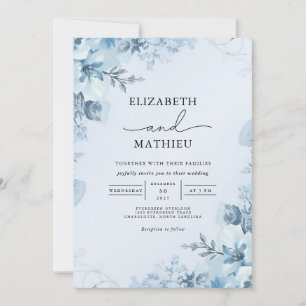 Sky Blue Bloom Floral Wedding Invitation