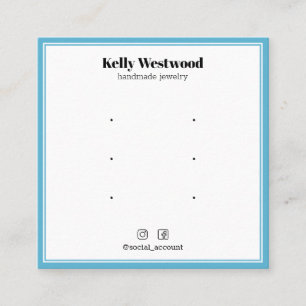 SKY BLUE BORDER EARRING DISPLAY LOGO SOCIAL SQUARE BUSINESS CARD