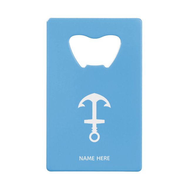 Sky Blue Bottle Opener Custom Text Bar Key Gift (Front)