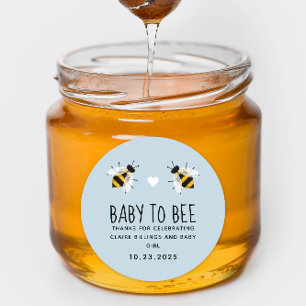 Sky Blue Boy Baby to Bee Honey Shower Favour Classic Round Sticker