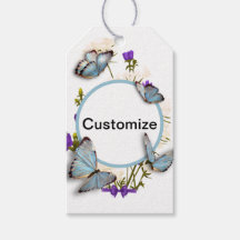 Sky Blue Butterflies Gift Custom Tag