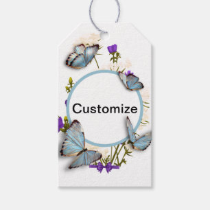 Sky Blue Butterflies Gift Custom Tag
