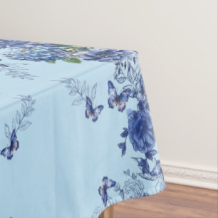 Sky Blue Butterfly Flower Medow Tablecloth