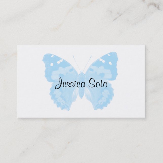 Sky Blue Butterfly Personalised Business Cards (Front)