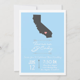 Sky Blue California Wedding Invitation