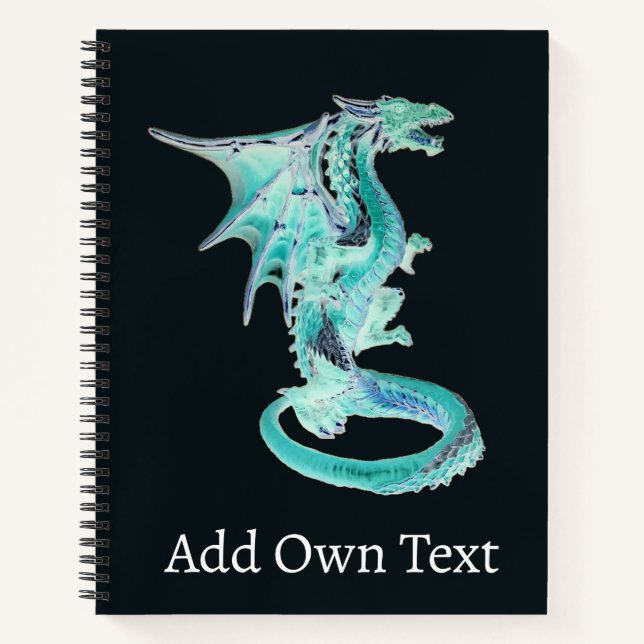 Sky Blue Celestial Dragon Mythical Beast Art Notebook (Front)