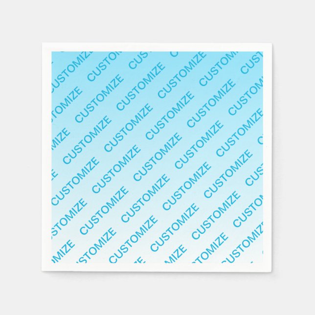 Sky Blue (changeable colour!) Ombre & Text Pattern Napkin (Front)