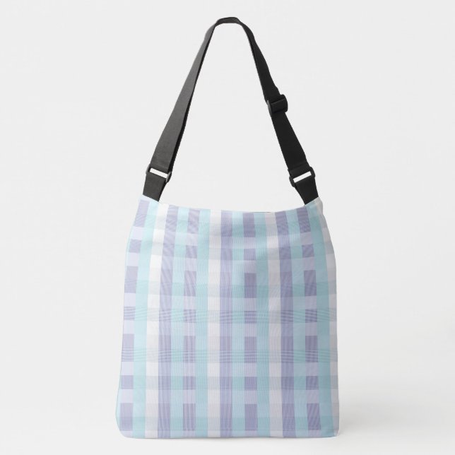 Sky Blue Checks Crossbody Bag (Front)