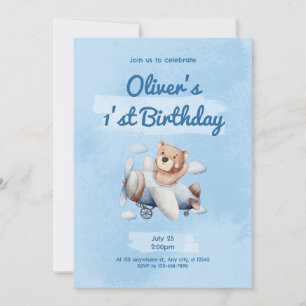 Sky Blue Child 1'st Birthday Invitation
